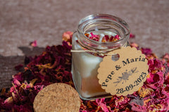 Vela frasco cristal detalle de boda